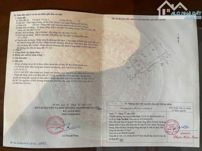 Bán đất Ngọc Động – Sổ nở hậu nhẹ - Ô Tô Vào đất – 60m – 4.45 tỷ - 1