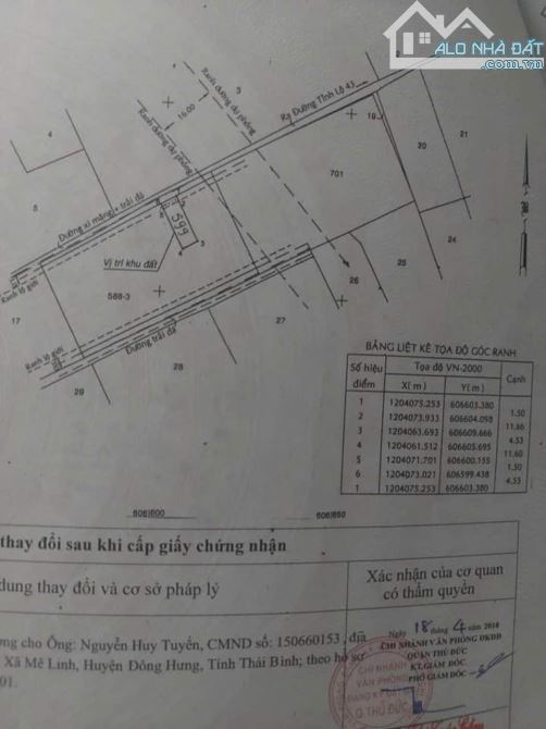 BÁN ĐẤT TINH LÔ 43 BÌNH CHIỂU, THỦ ĐỨC, DT 59M2GIÁ 2.7TỈ - 2
