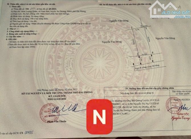 Bán đất hơn 50m đường 3,5m Lương Quán, Nam Sơn chỉ 1,2x tỷ. - 2