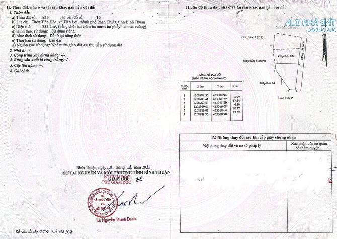 XÃ TIẾN LỢI - CẦN BÁN ĐẤT, NHÀ CẤP 4 - 7