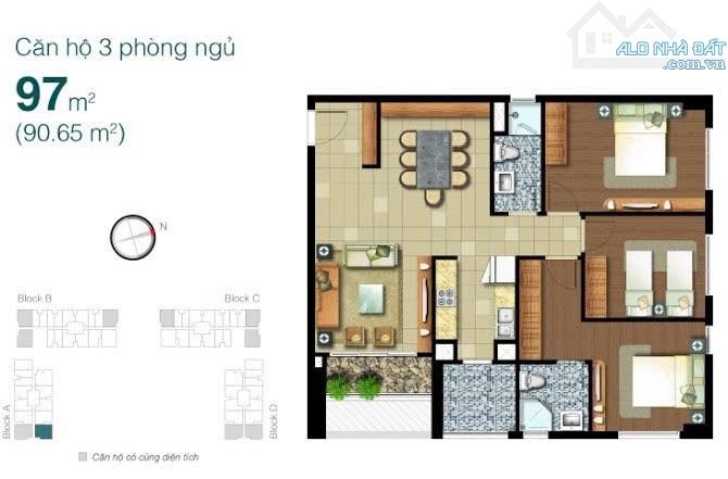 Lexington Resident Q2 ,căn góc lầu 15 ,97m2