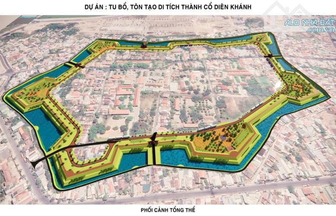 Đất dân đường Phan Chu Tinh hai mặt tiền view cửa Hậu thành cổ Diên Khánh