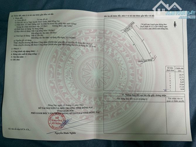 BÁN LÔ BIỆT THỰ NGAY TRUNG TÂM XÃ LA NGÀ 337M2(8MX42M) CÓ SẴN 150M2 THỔ CƯ  CHỈ 1TỶ7