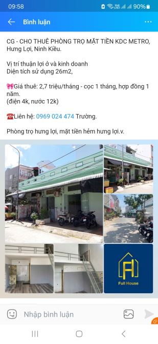 Phòng trọ mặt tiền kdc metro kinh doanh tự do - 1