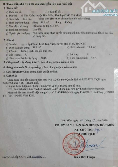 Bán nhà 1 Trệt 1 Lầu 4x10=40m2 SHR hoàng công đủ Đường Bà Triệu, xã Tân Xuân, gần BV Hóc M - 5