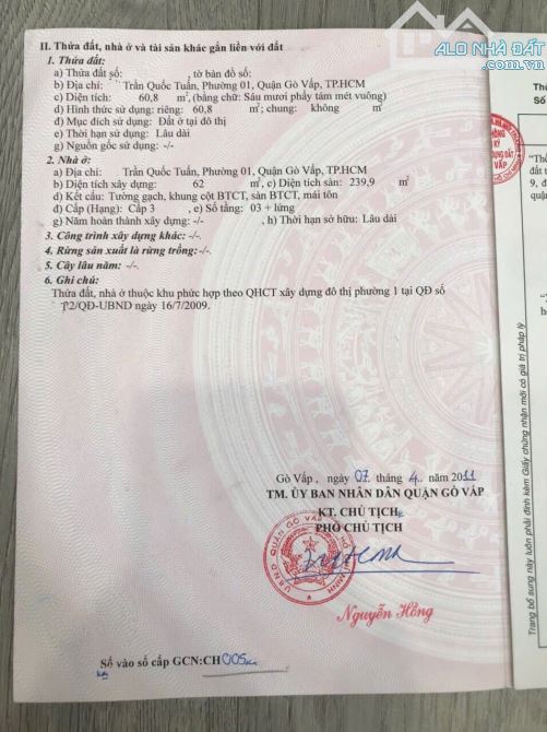 BÁN NHÀ MẶT TIỀN ĐƯỜNG TRẦN QUỐC TUẤN - P.1 - GÒ VẤP - MẶT TIỀN KINH ĐA NGÀNH NGHỀ.
