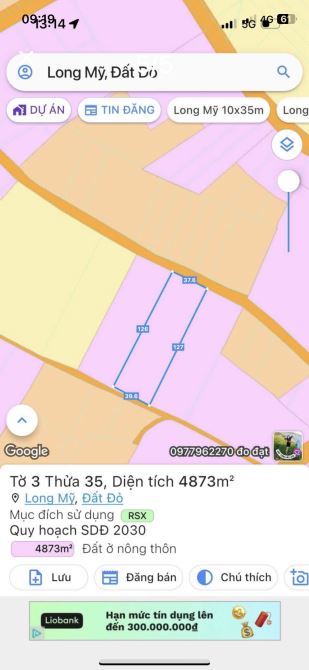 LONG MỸ VIEW NÚI CỰC ĐẸP- GẦN BIỂN PHƯỚC HẢI.dt:4873m2 - Ngang 38m x 126m-400 thổ cư