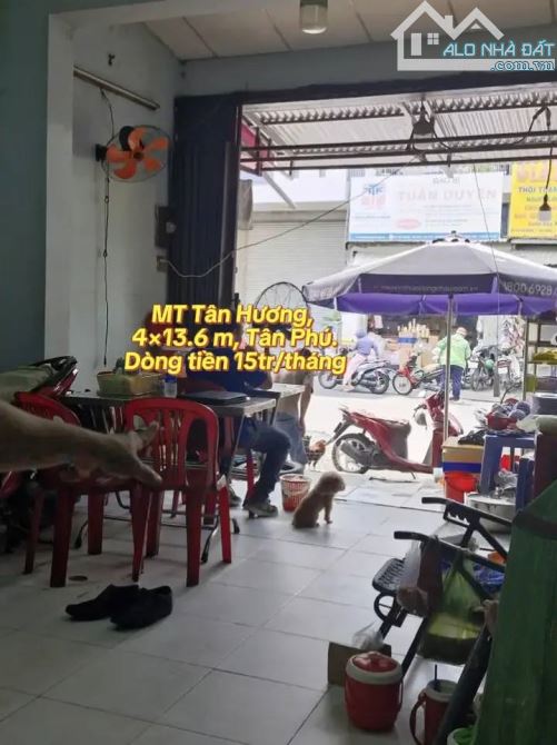 MT Chợ Tân Hương,  4×13.6 m, Tân Phú. Dòng tiền 15tr/tháng