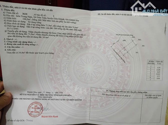 Bán lô đất mặt tiền kinh doanh đường Huỳnh Thúc Kháng - xã Diên Toàn , Huyện Diên Khánh - 2