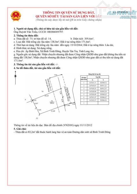 171m2 thổ + 138m2 vườn 1,1 tỷ mặt tiền 832 củ bình trinh đông tân trụ giá rẻ - 4