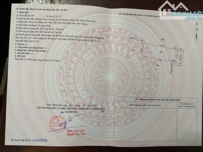 Chủ Gửi 3 Lô kiệt Đại Giang, Phường THUỶ DƯƠNG, Tx Hương Thuỷ - Cách Aeon 500m - 4