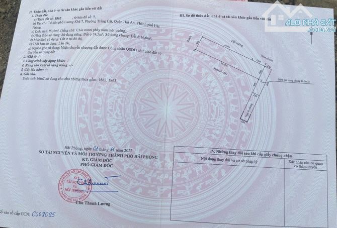 Chính chủ gửi bán lô 74,5m2 đất ngõ 228 Cát Linh, Hải An