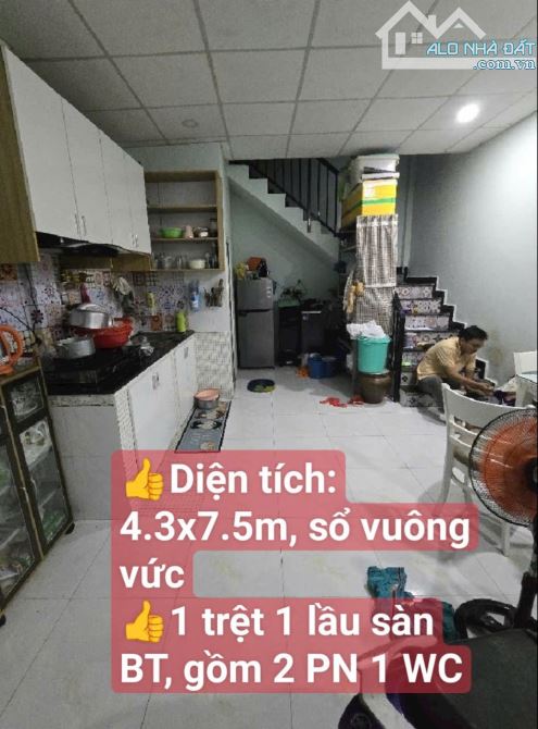 Gần Aeon Tên Lửa, nhà 2 tầng, dt 31m2 ngang 4m, cách 20m ra HXH 🚗 thông - nhỉnh 2 tỷ - 1