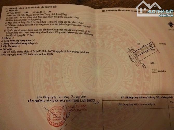BÁN NHANH LÔ ĐẤT ĐẸP – HIỆP THẠNH, ĐỨC TRỌNG – GẦN QUỐC LỘ 20 – GIÁ CHỈ 1 TỶ 3 - 4