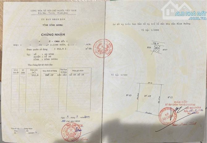 Bán-553m2 ngang 20- mặt tiền đường số 3 , bình đường 2 ,p. An bình ,tp . Dĩ an -45 tr/m2 - 3