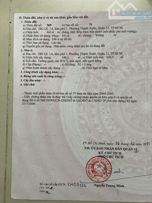 Cần bán Biệt thự + nhà kho 845m2 khu BT Thạnh Xuân Quận 12