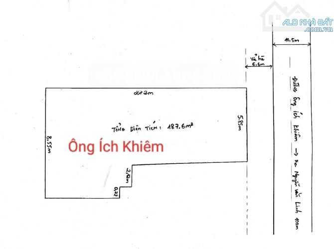 Bán đất trung tâm Hải Châu đường Ông Ích Khiêm. S=187.6m2. (5.85x27.2m, Giá:21.5 tỷ