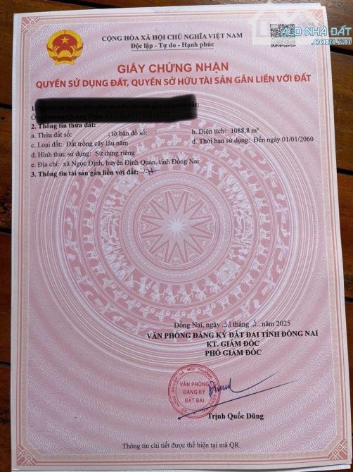 BÁN LÔ ĐẤT VƯỜN NGAY KHU DÂN CƯ NGỌC ĐỊNH 1088M2(20MX58M)  GẦN CHỢ CHỈ 390 TRIỆU