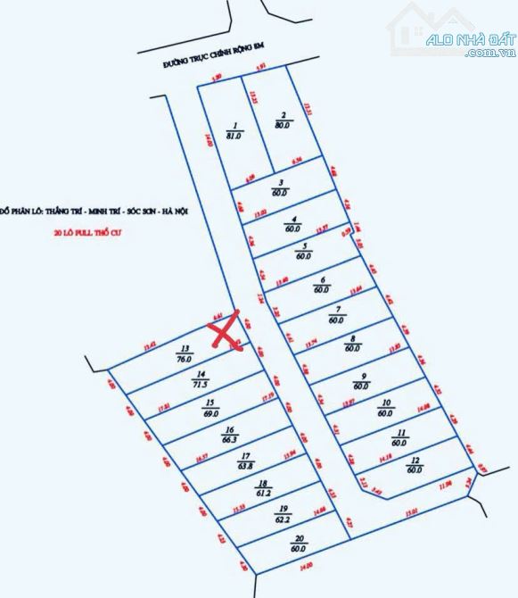 Thắng Trí , Minh Trí- Sóc Sơn -HN-76m=1ty7