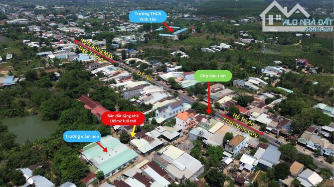 Bán gấp đất 185m2 full thổ tặng nhà C4, ngay chợ dân sinh và ĐT 767 Vĩnh Tân, chỉ 7,5tr/m2