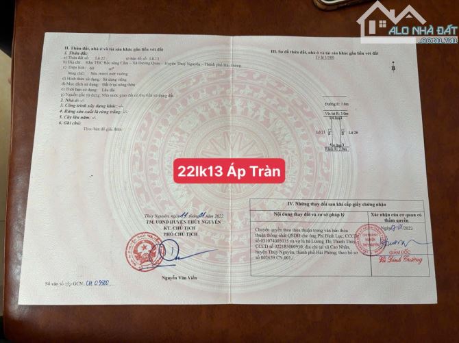 Chỉ 3,xx tỷ Lk13 CỰC HIẾM view biệt thự Áp Tràn Thuỷ Nguyên Hải Phòng