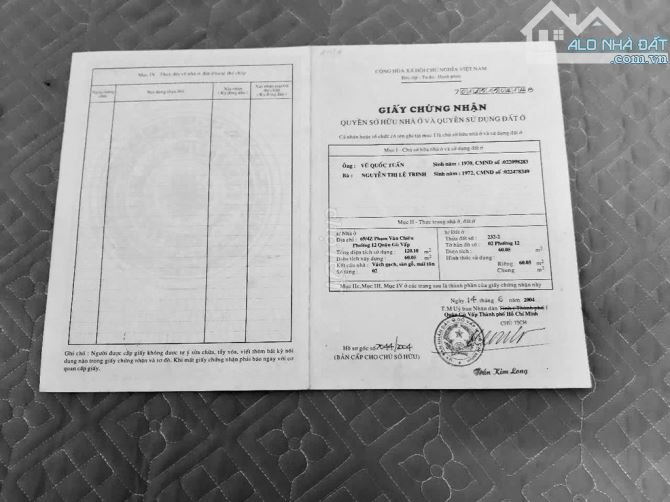 BÁN NHÀ HOT-QUẬN GÒ VẤP - 4m x 15m - 6,2 Tỷ - 1 TRỆT, 1 LẦU , HẺM XE HƠI - 1