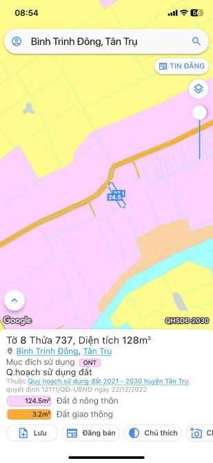 Bán đất MT Nguyễn Văn Lũy 5x27 giá 400tr Bình Trinh Đông Tân Trụ Long An - 2