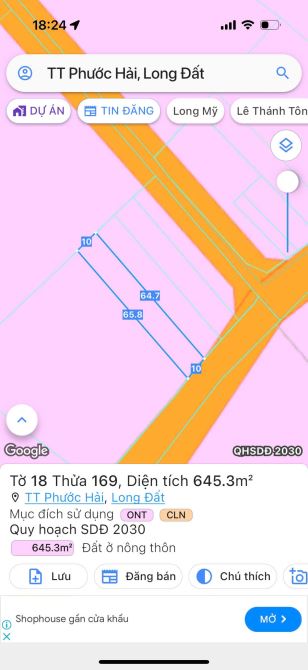 THỊ TRẤN PHƯỚC HẢI - LONG ĐẤT -BRVT; NGAY KHU BIỆT THỰ PHAN GIA - 2