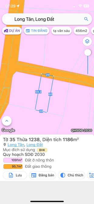 BÁN LÔ ĐẤT VƯỜN BIỆT THỰ NGANG 20M MẶT TIỀN NHỰA SAU CHỢ - LONG TÂN ,LONG ĐẤT.BRVT - 8