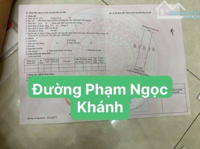 Bán đất mặt đường Phạm Ngọc khánh khu Đông Nam Cường
