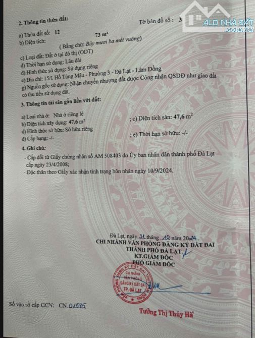 BÁN ĐẤT TRUNG TÂM TP. ĐÀ LẠT – HẺM XE HƠI – CÁCH HỒ XUÂN HƯƠNG 3 PHÚT