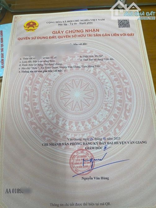 Cần bán 45,7m đất tại Thôn 5 Xuân quan - 5