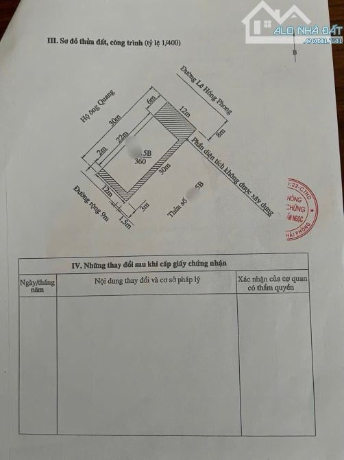 Bán 360m đất mặt đường Lê Hồng Phong phường Đằng Lâm quận Hải An