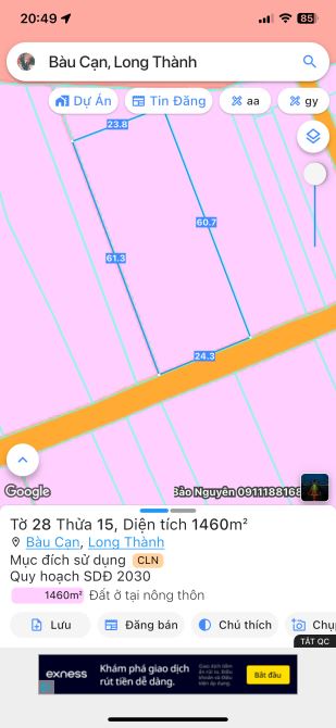 Bán gần 1 sào 5 nay gằn ngã tư nông trường giá mềm