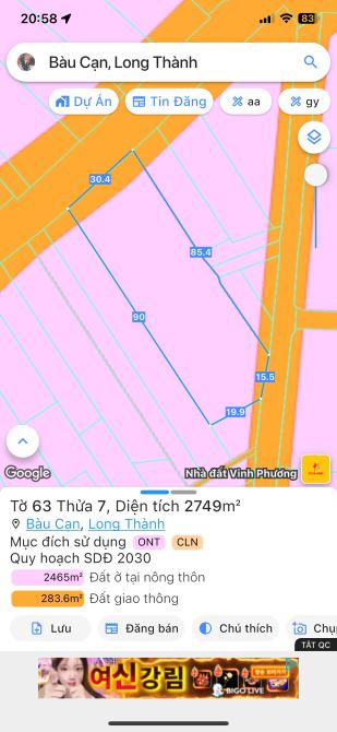 Bán hơn 2 sào 7 mặt tiền chính bàu cạn nay gần ngã tư