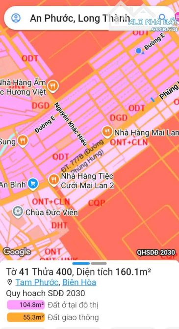 Bán đất mặt tiền đường Phùng Hưng, Tam Phước chỉ 3.05 tỷ - 1