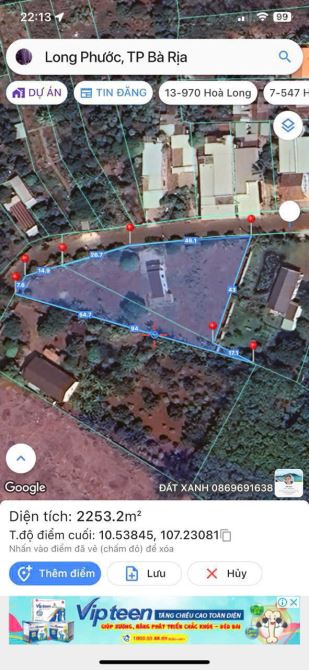 Đất Sào mặt tiền đường nhựa 89TDT: 1515m2   Thuộc Long Phước TP _BR_VT: - 4