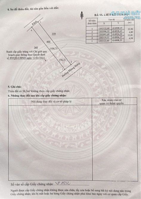 Bán đất mặt tiền đường Phùng Hưng, Tam Phước chỉ 3.05 tỷ - 5