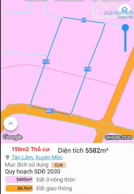 Cần bán 5.582m2 đất thổ cư mặt tiền đến 49m sẵn vườn bơ trĩu quả, cách 328 chỉ 200m