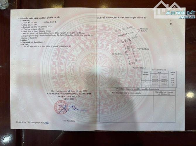 Hơn 2 tỷ muốn tìm trục chính buôn bán kinh doanh trung tâm Thuỷ Nguyên đừng bỏ qua lô này