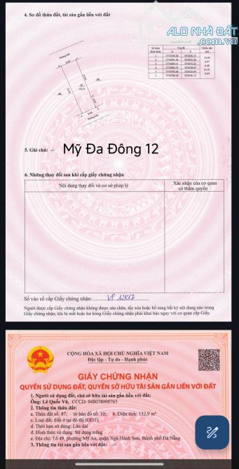 Lô đất 2 mặt kiệt ô tô Mỹ Đa Đông 12. Mỹ An. Đà Nẵng - 1