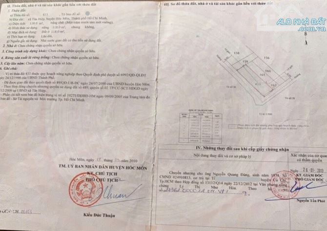 Bán gấp nhà Giá 770tr Xã Tân Hiệp Hóc Môn. Dt:118m2 có SHR bán nhanh trong tuần - 5