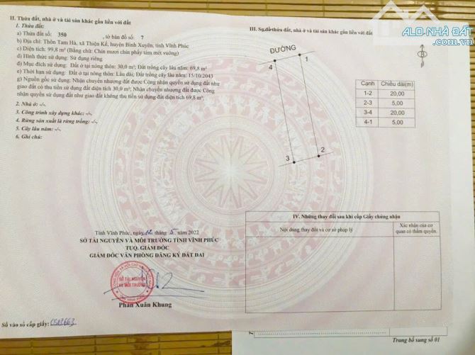 🌹🌹 BÁN GẤP LÔ ĐẤT THIỆN KẾ-BÌNH XUYÊN 100m MT5m CÁCH KCN BÌNH XUYÊN CHỈ 500M GIÁ 1,45 TỶ