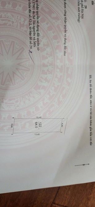 Đông Mỹ, Thanh Trì. DT: 64m, MT: 4.8m, giá 5.5 tỷ, ngõ ô ô tô vào đất, gần TĐC Đông Mỹ - 1