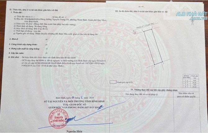 Bán lô đất mặt tiền đg nguyễn địa lô dt 65m2 ngang 4m giá 2ty720 - 2