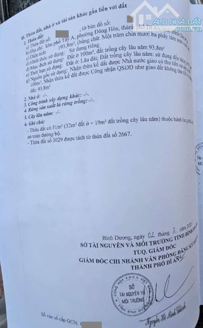Đất mặt tiền đường Võ Thị Sáu, phường Đông Hòa, TP Dĩ An. 6,24 tỷ - 4