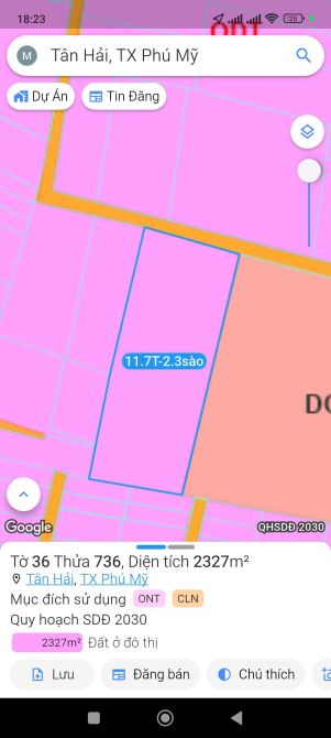 cần bán hơn 2 sào đất thuộc phường Tân Hải, TP Phú Mỹ, Bà Rịa Vũng Tàu.