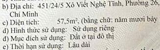 Nhà 1 trệt 4.6x13m 451/24/5 Xô Viết Nghệ Tĩnh 5.3 tỷ