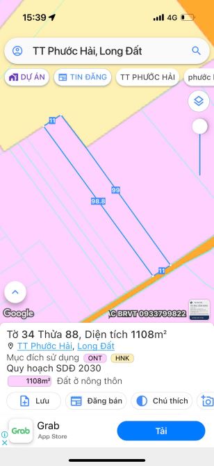 THỊ TRẤN PHƯỚC HẢI - LONG ĐẤT – BRVT 🌈Diện tích 1108m2 - 3