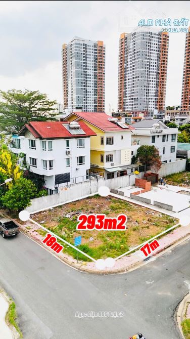 Bán Khuôn Đất Biệt Thự Đẹp 293m2(17mx18m) Góc 2 Mặt Tiền-KDC Văn Minh,An Phú,Quận 2